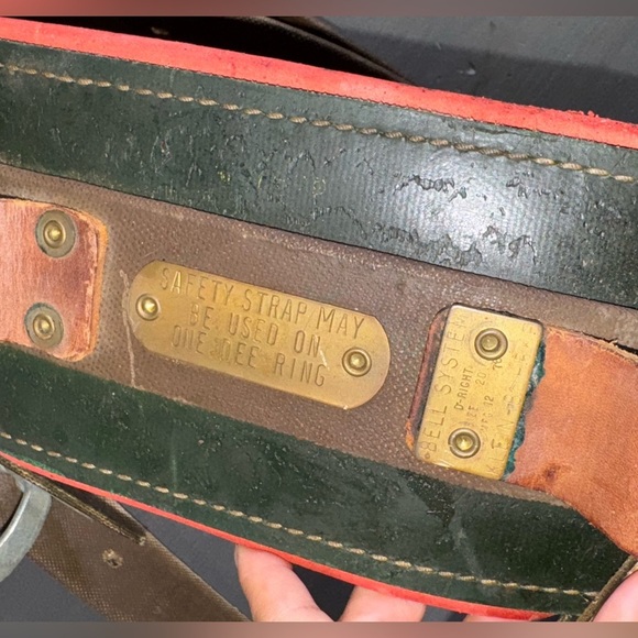 Vintage Klein-Buhrke Tools Lineman Belt Rare GREEN BROWN LEATHER D-Ring - Picture 6 of 7